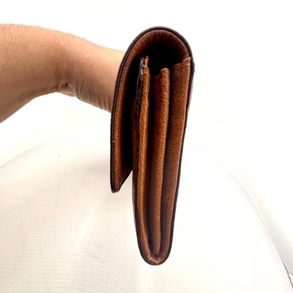 Michael Kors Fulton Hamilton Leather Flap Wallet Brown Gold Lock - Picture 9 of 10